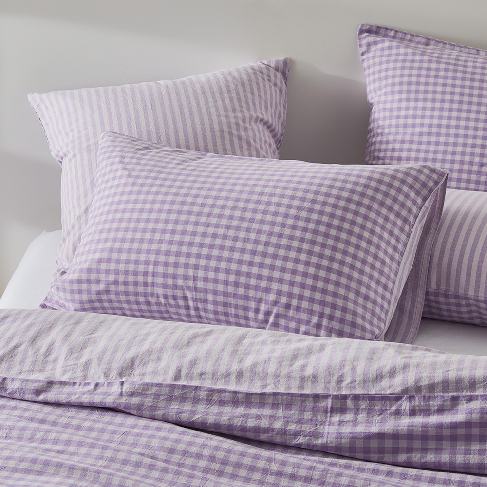 Carrie Lilac Gingham Pillowcases Adairs