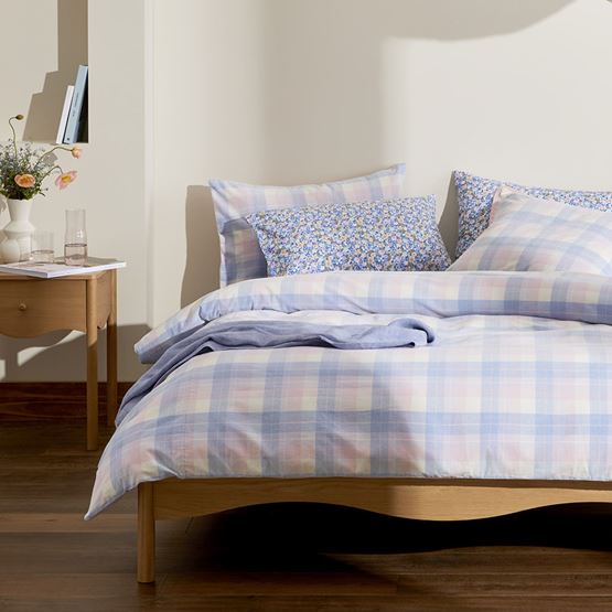 Rylee Blue Check Corduroy Quilt Cover Set + Separates