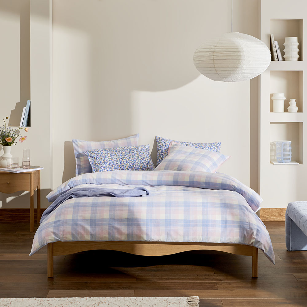 Rylee Blue Check Corduroy Quilt Cover Set + Separates Adairs