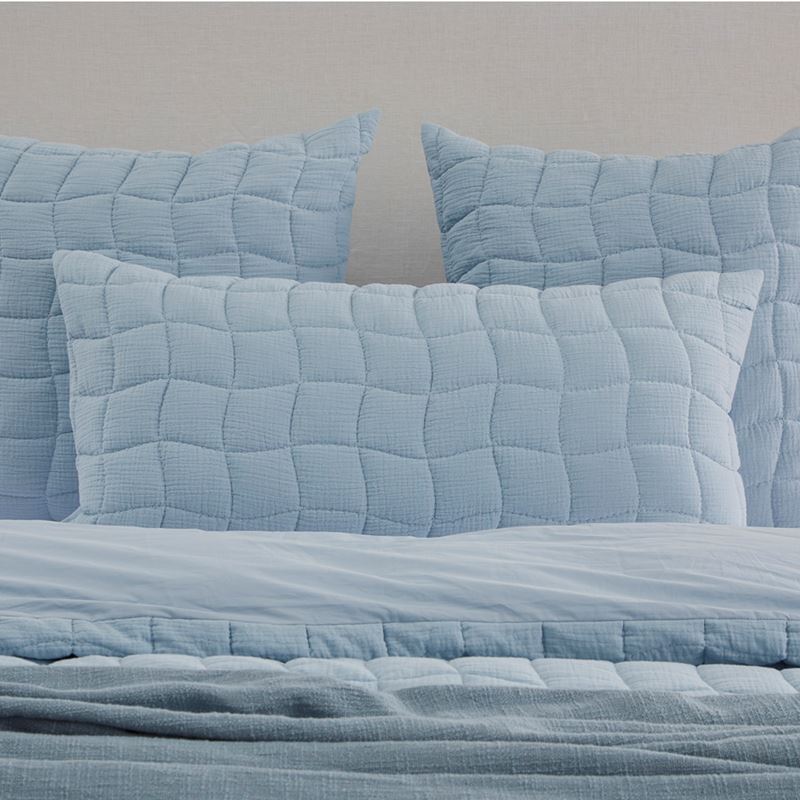 Layla Soft Blue Quilted Quilt Cover Separates