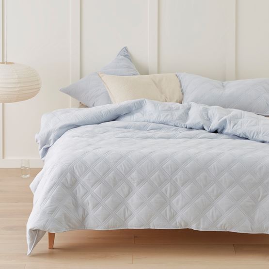 Smith Quilted Blue Chambray Quilt Cover Separates