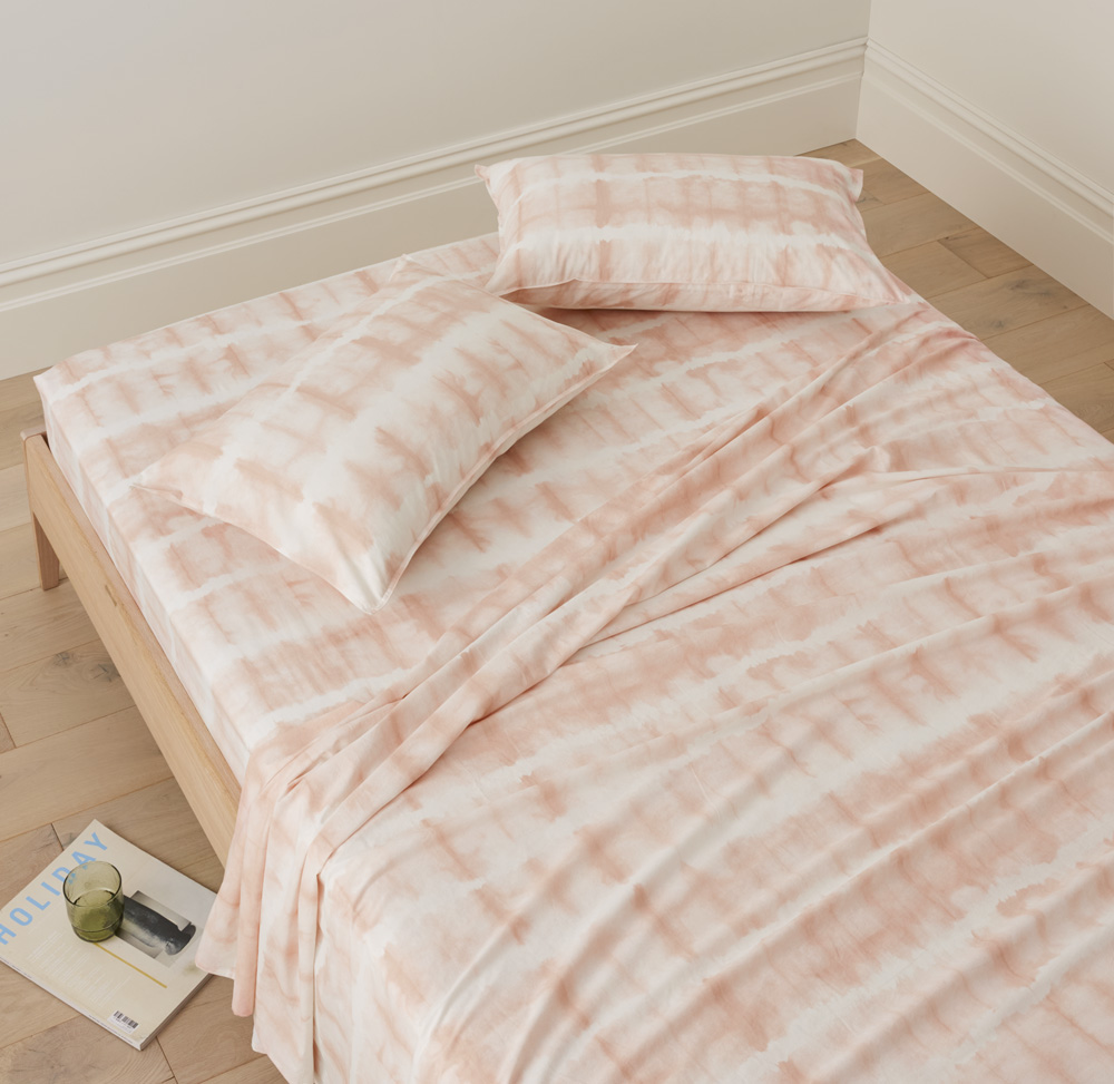 Stonewashed Cotton Peach Tie Dye Sheet Separates Adairs