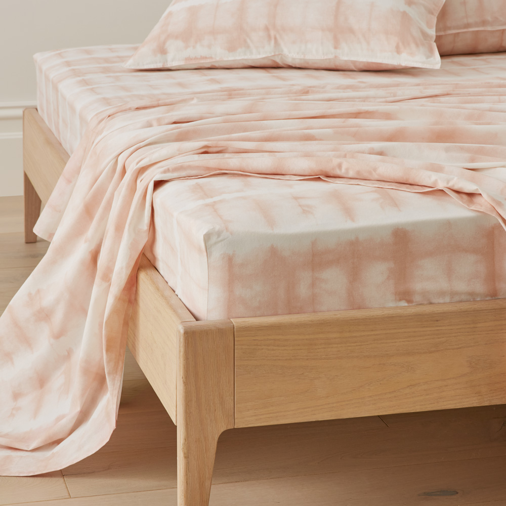 Stonewashed Cotton Peach Tie Dye Sheet Set Adairs