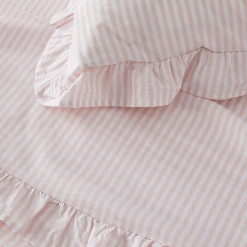 Ruffle Nude Pink Stripe Sheet Set