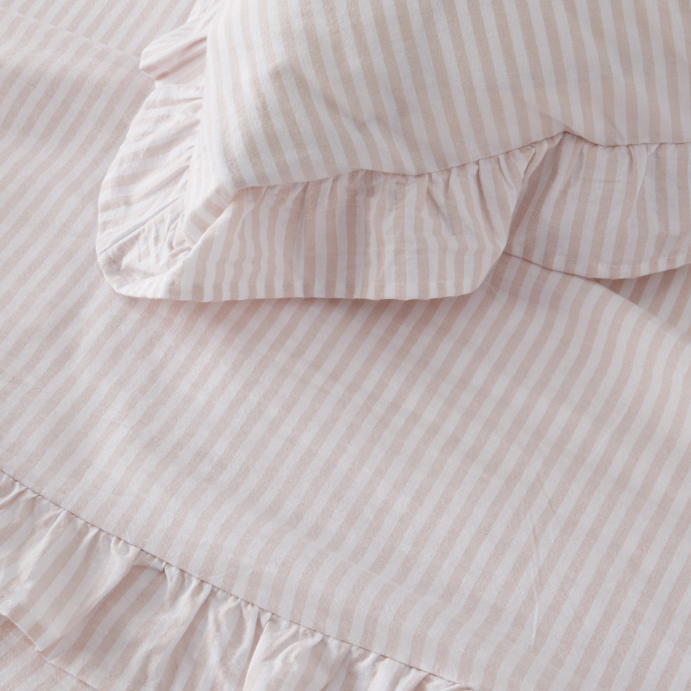 Ruffle Nude Pink Stripe Sheet Set Adairs