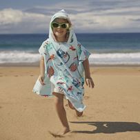 Surfing Dinos Kids Hooded Beach Towel