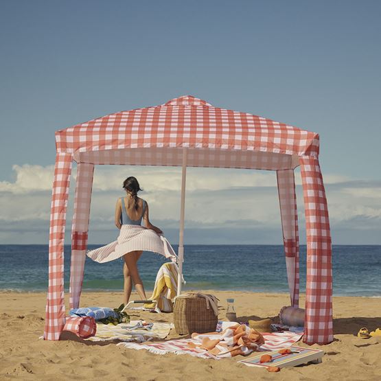 Pink and Red Gingham Beach Cabana