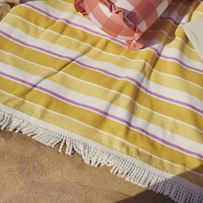 Velour Ocean Stripe Lemon Beach Towel