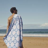 Velour Blue Shell Check Beach Towel