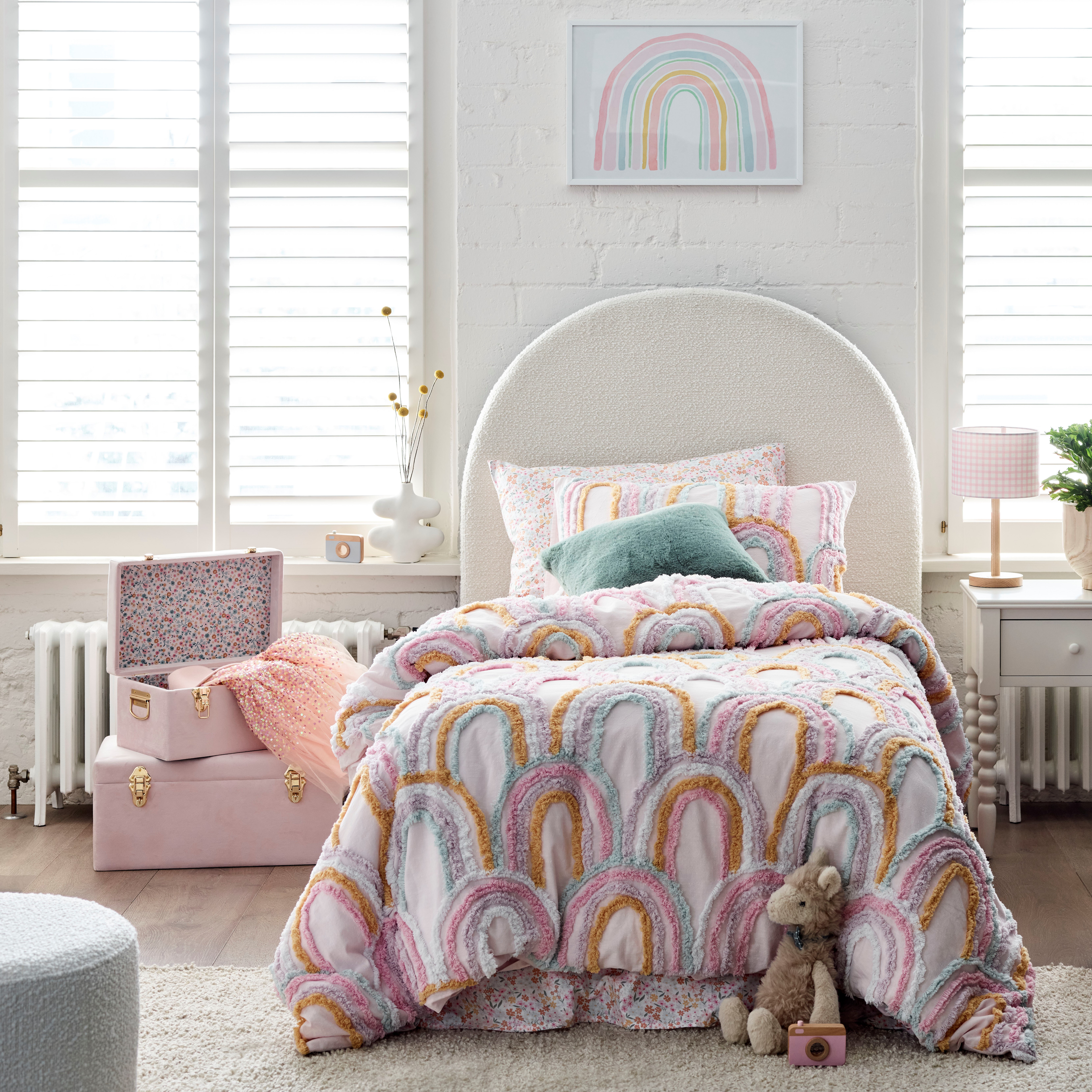 Adairs Kids Rosie Rainbow Tufted Quilt Cover Set Adairs