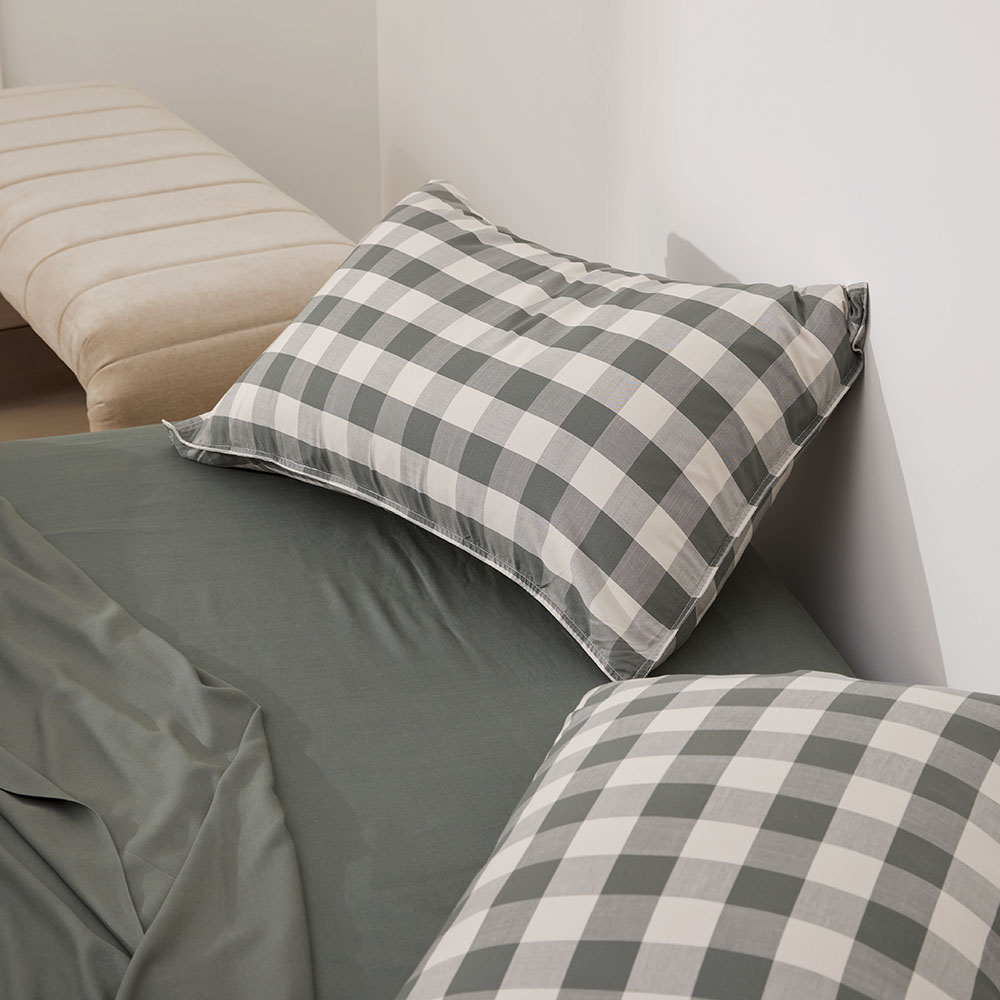 Bamboo Linen Cypress Check Pillowcases Adairs