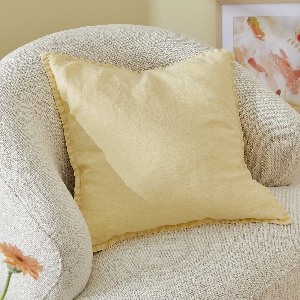 Yellow linen sale cushions