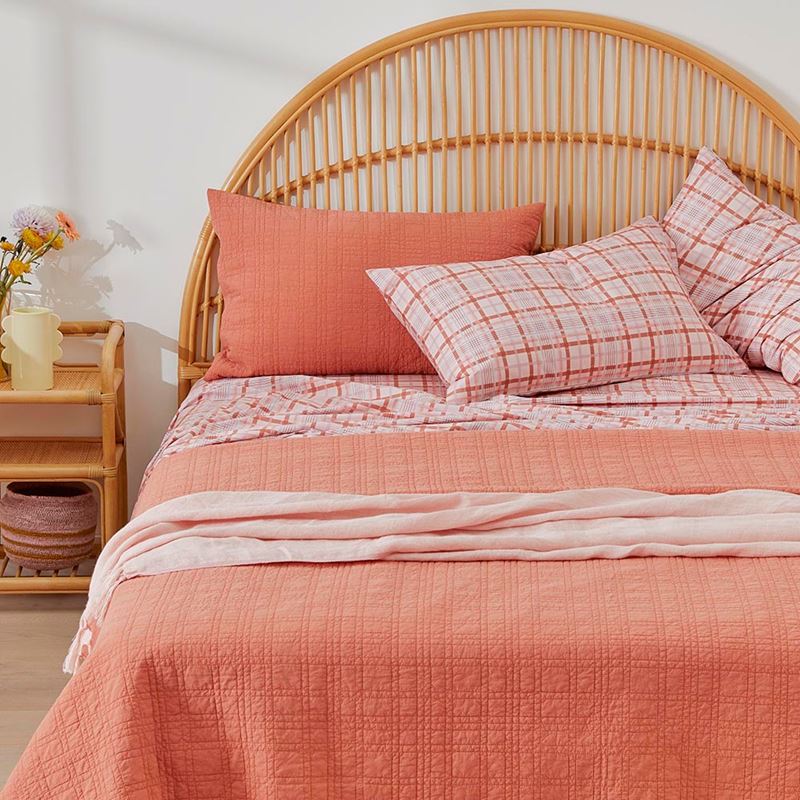Stonewashed Cotton Paprika Quilted Coverlet Separates