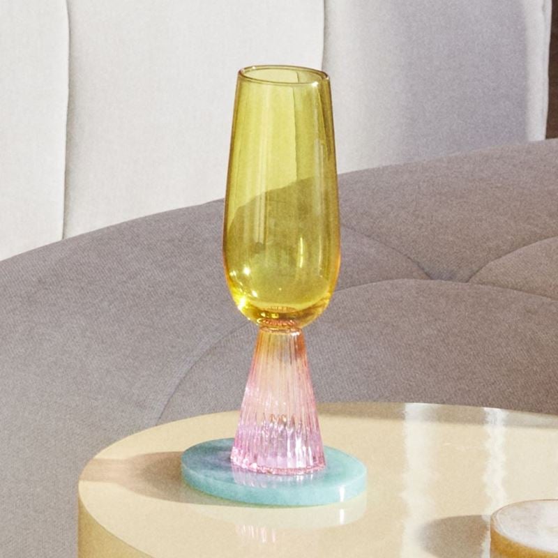 Retro Yellow & Pink Champagne Flute Pack of 2