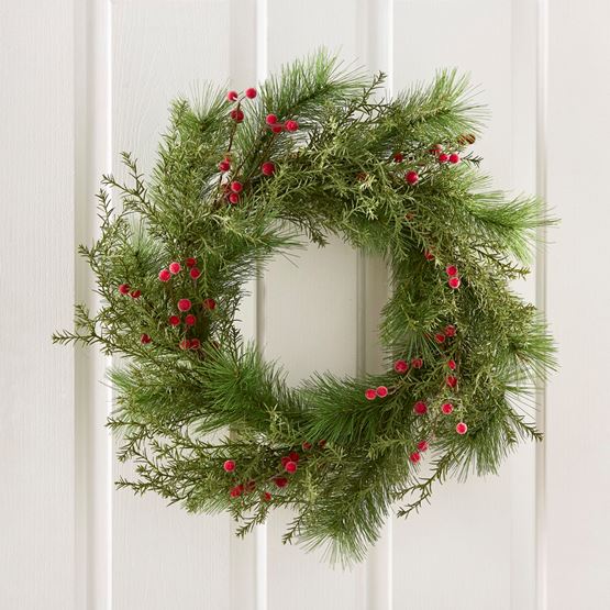 Red Berry and Pine Red & White Wreath