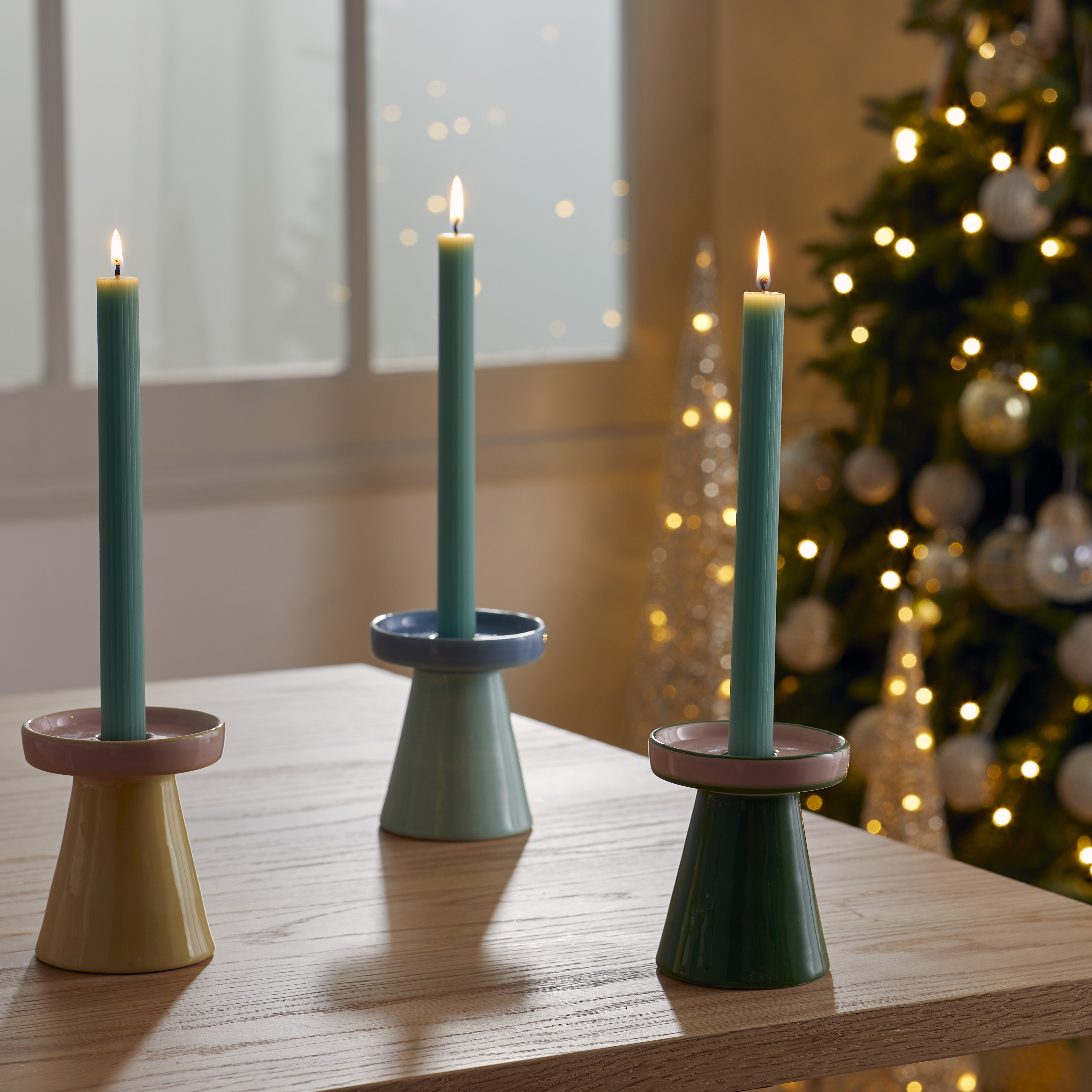Christmas Green Taper Candles Pack of 3 Adairs