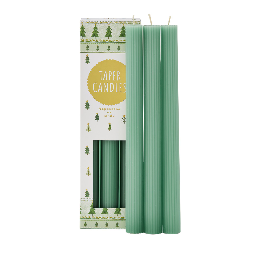 Christmas Green Taper Candles Pack of 3 Adairs