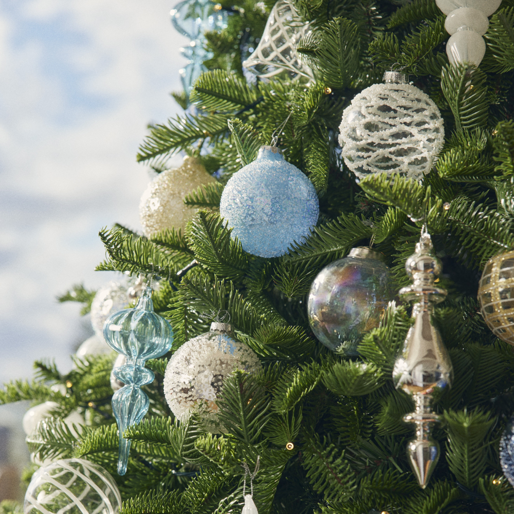 Luxe Light Blue Rainbow Glass Bauble Adairs