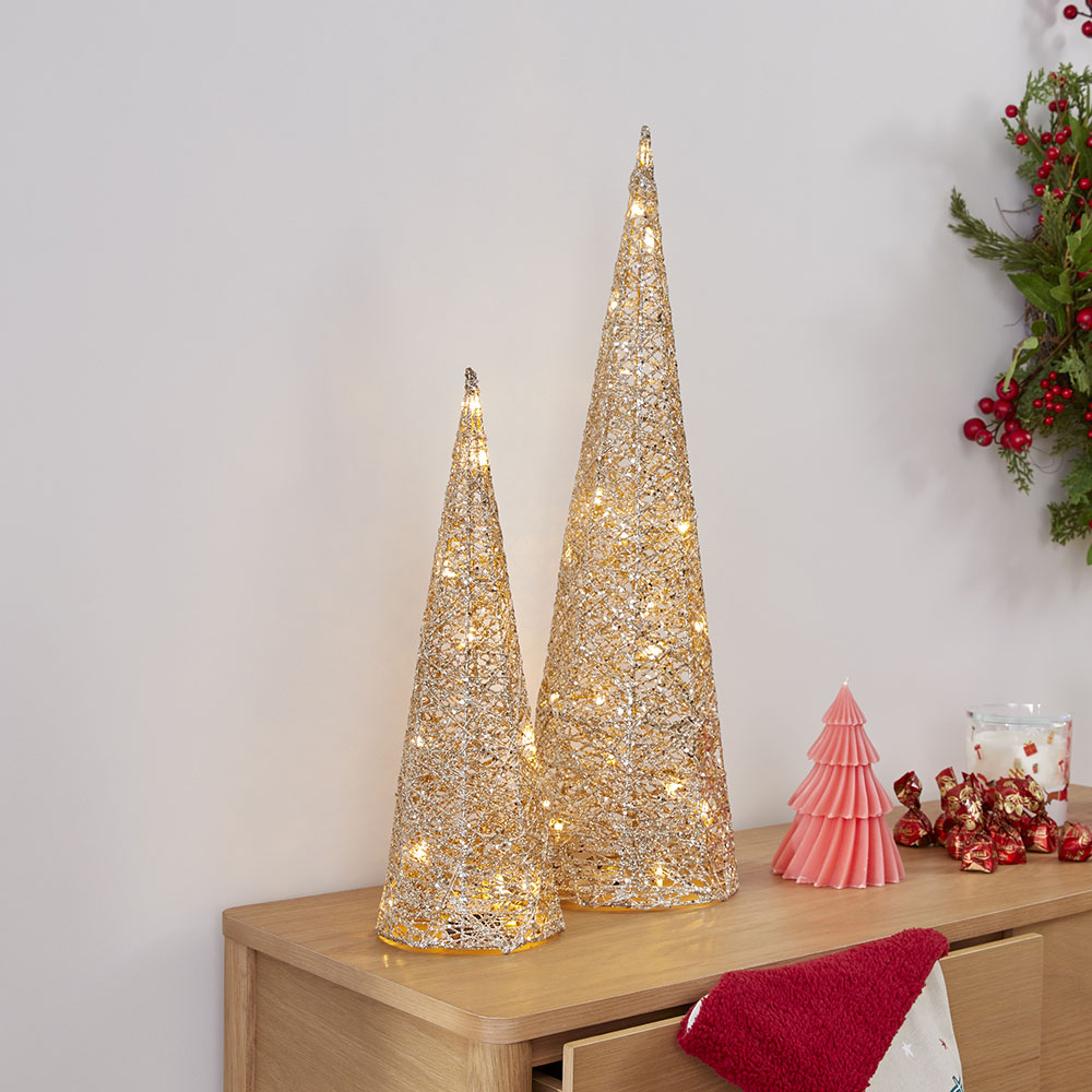 Cone christmas tree with shop lights