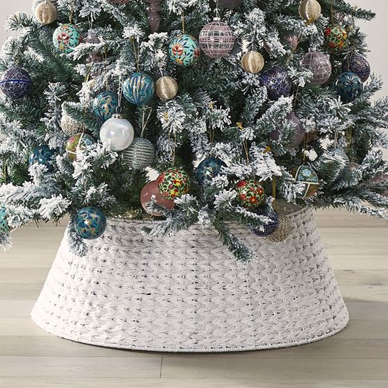 Christmas Tree White Basket Weave Skirt