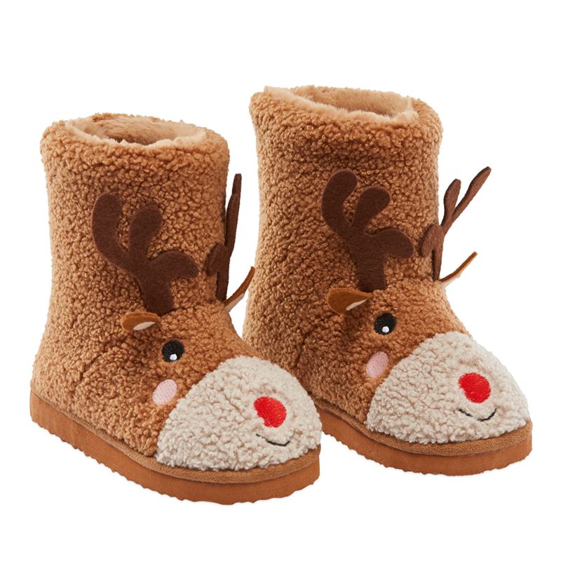 Adairs Kids - Novelty Reindeer Sherpa Boots | Adairs