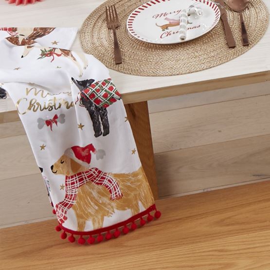Festive Dogs Christmas Tea Towels 2 Pack