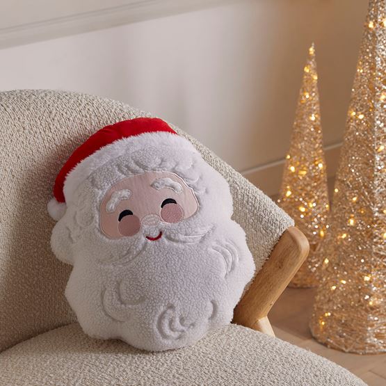Jolly Santa White Christmas Cushion