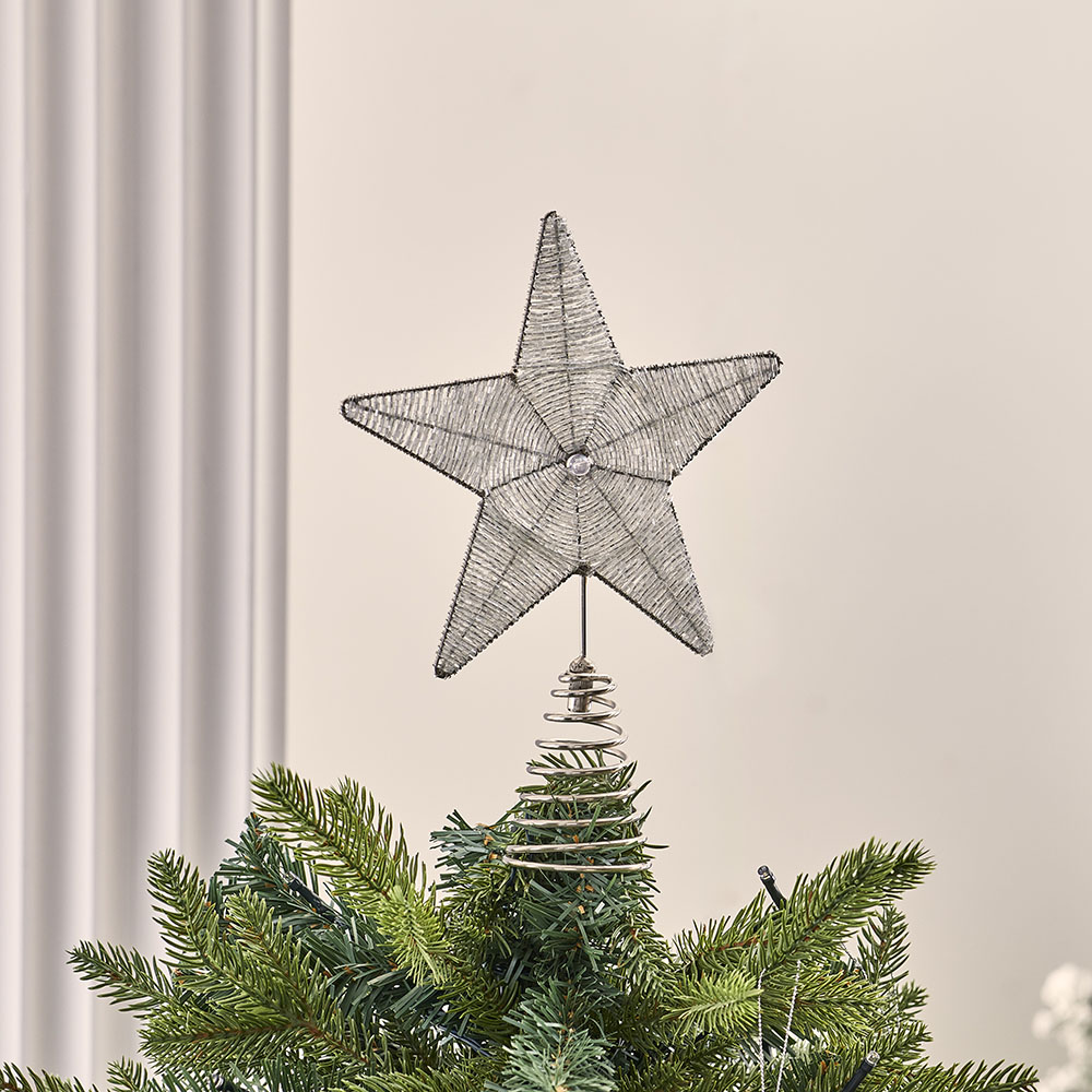 Silver star store tree topper