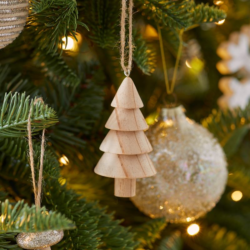 Turned Natural Timber Tree Decoration | Adairs