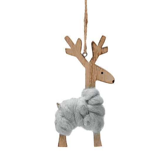Hanging Grey Whimsical Woollen Deer