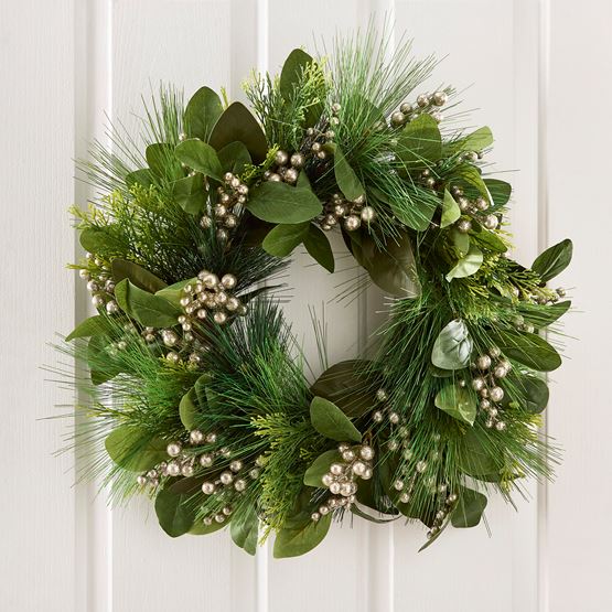 Luxe Sparkle Glitter Berries Green & Champagne Wreath