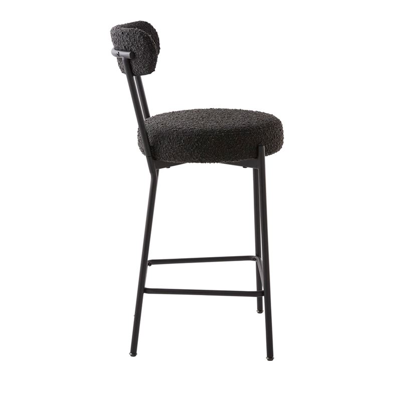 Remi Black Boucle Counter Chair