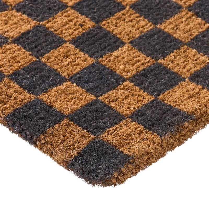 Coir Charcoal Checkerboard Doormat