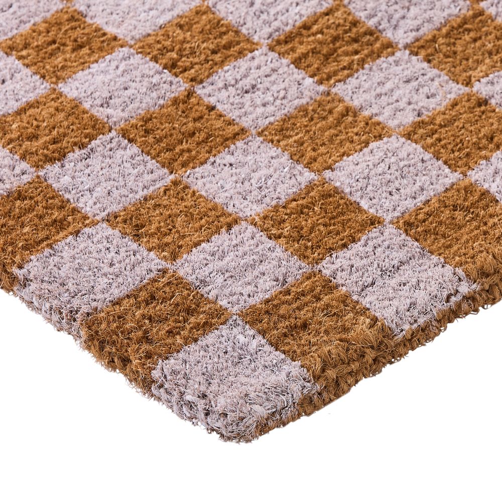 Coir White Checkerboard Doormat Adairs