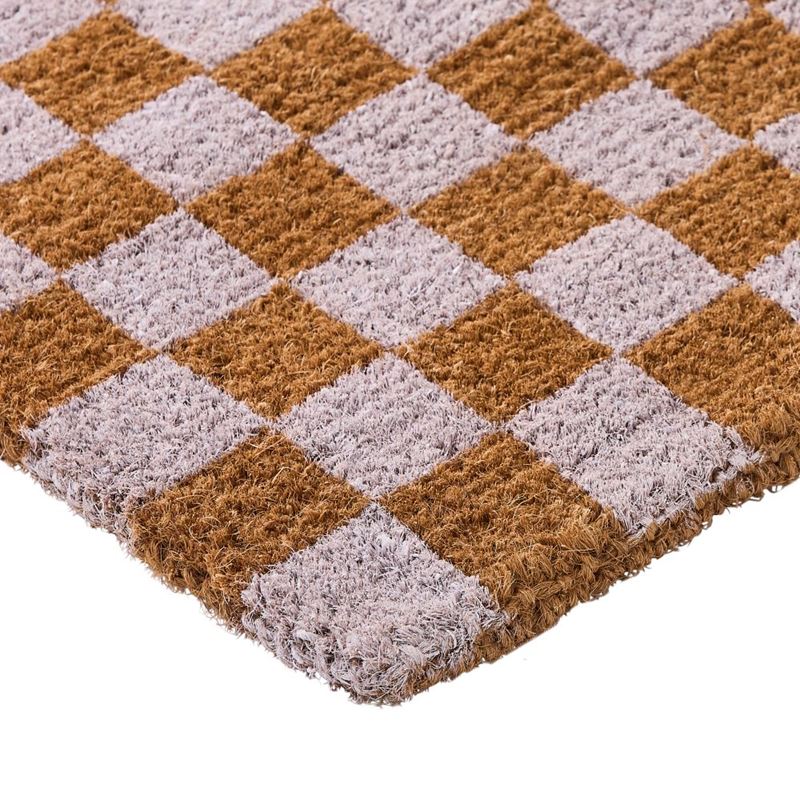 Coir White Checkerboard Doormat