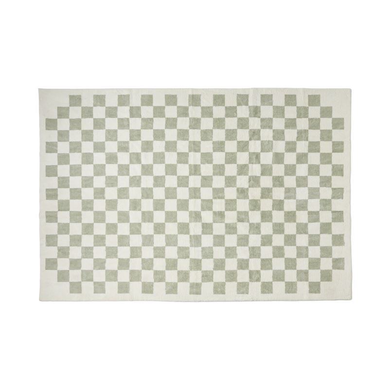 Supersoft Checkerboard Sage Washable Rug