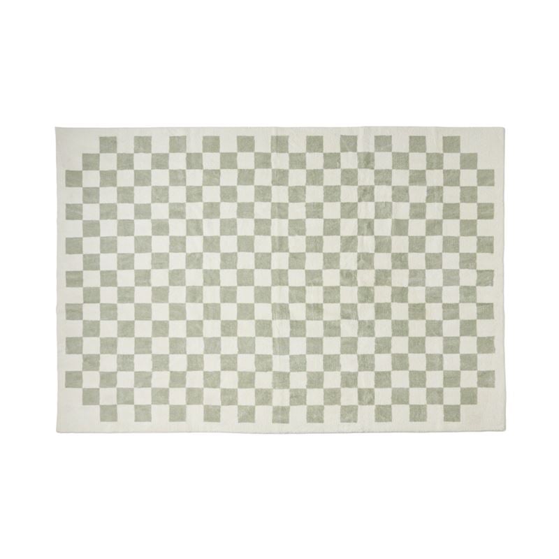 Supersoft Sage Green Checkerboard Washable Rug | Adairs