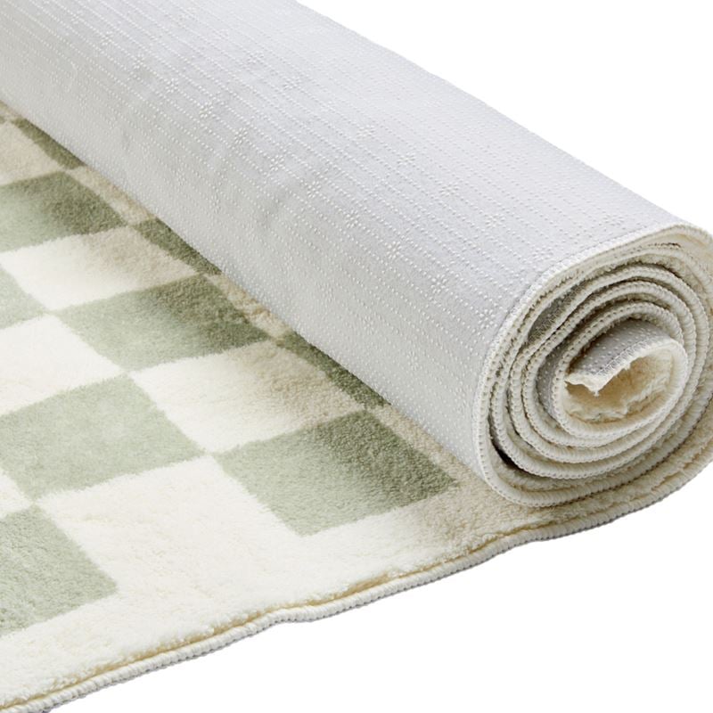 Supersoft Sage Green Checkerboard Washable Rug | Adairs