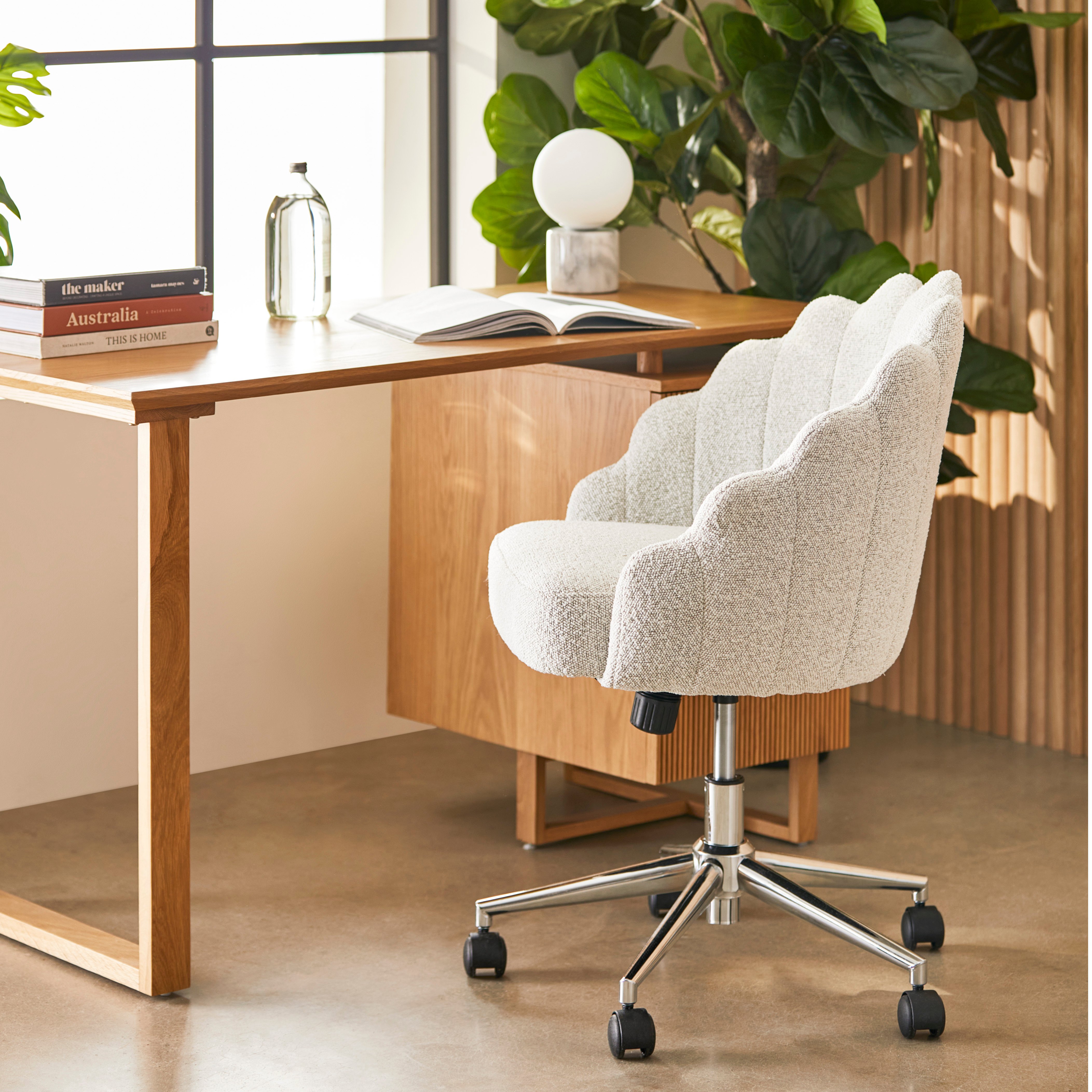 Arista Snow Boucle Desk Chair, Office Furniture