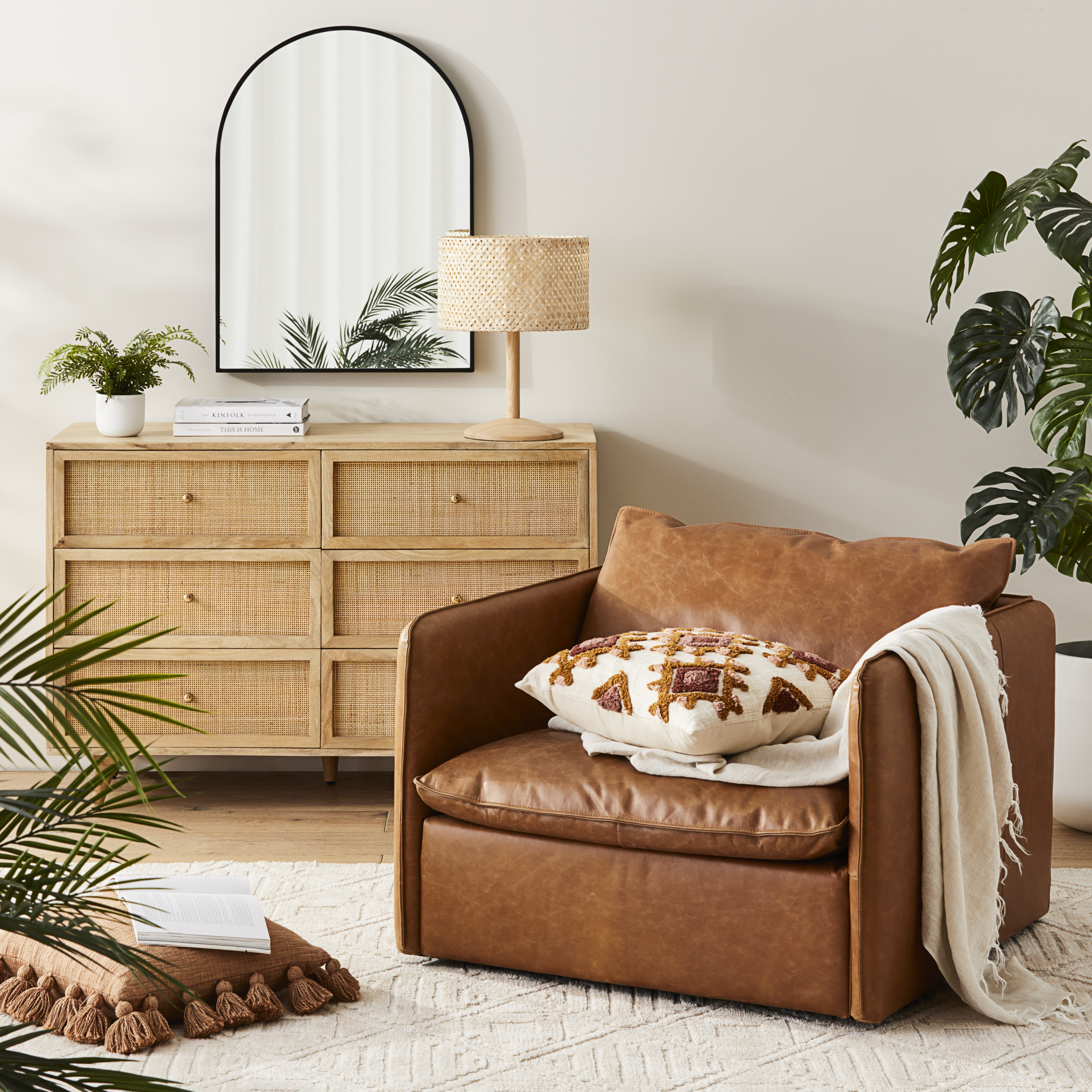 Atticus Tobacco Leather Armchair | Adairs