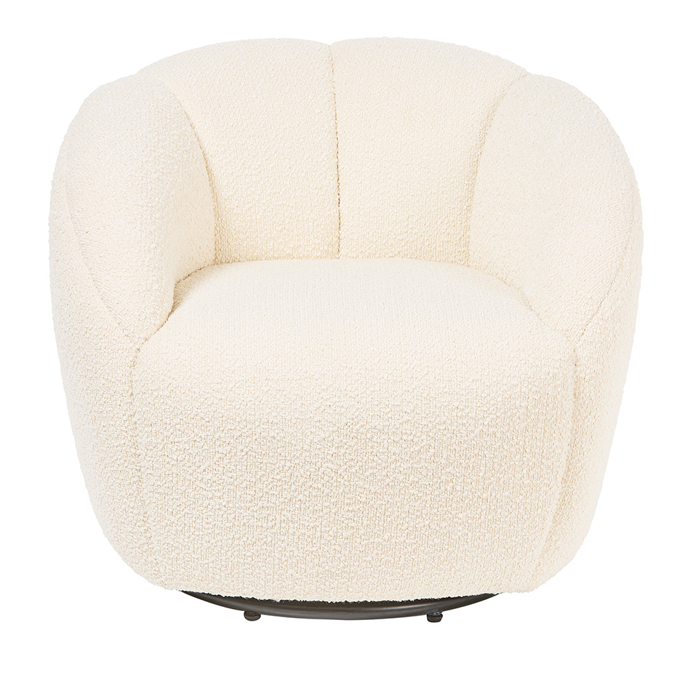 Ariel Ivory Boucle Swivel Chair Adairs