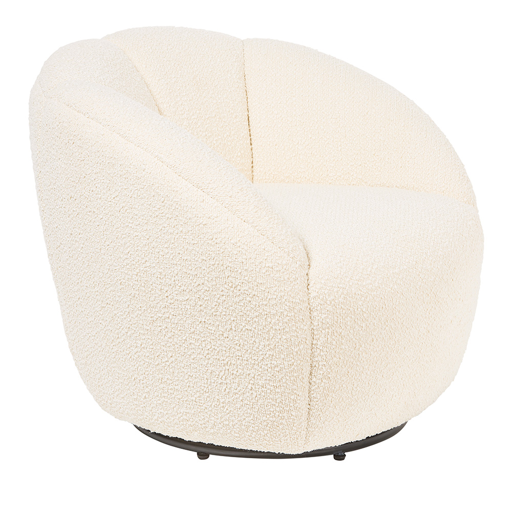 Ariel Ivory Boucle Swivel Chair Adairs