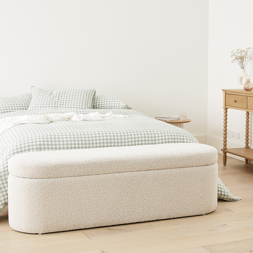 Memphis Cream Boucle Large Blanket Box | Furniture | Adairs