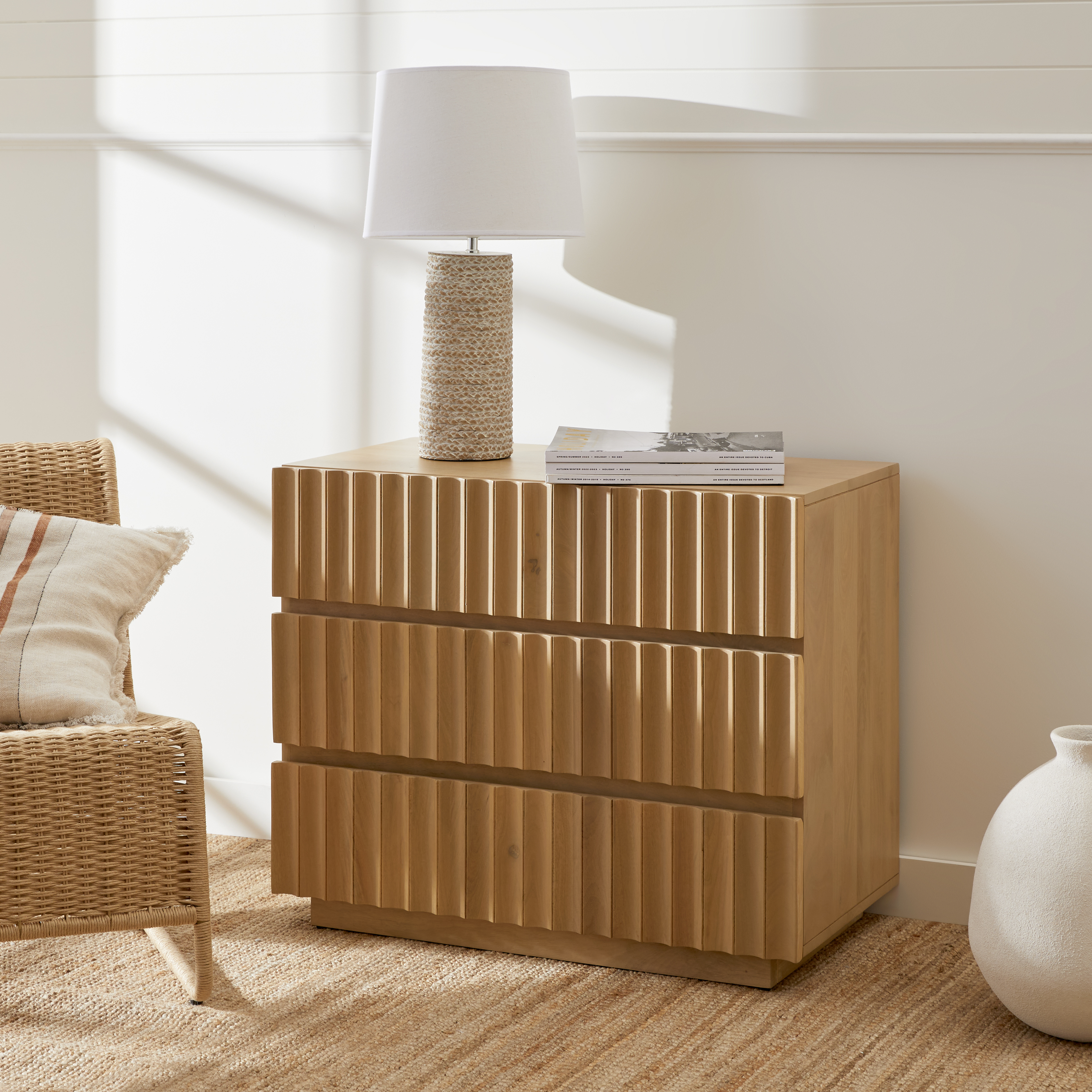 Bari Natural 3 Drawer Chest Adairs