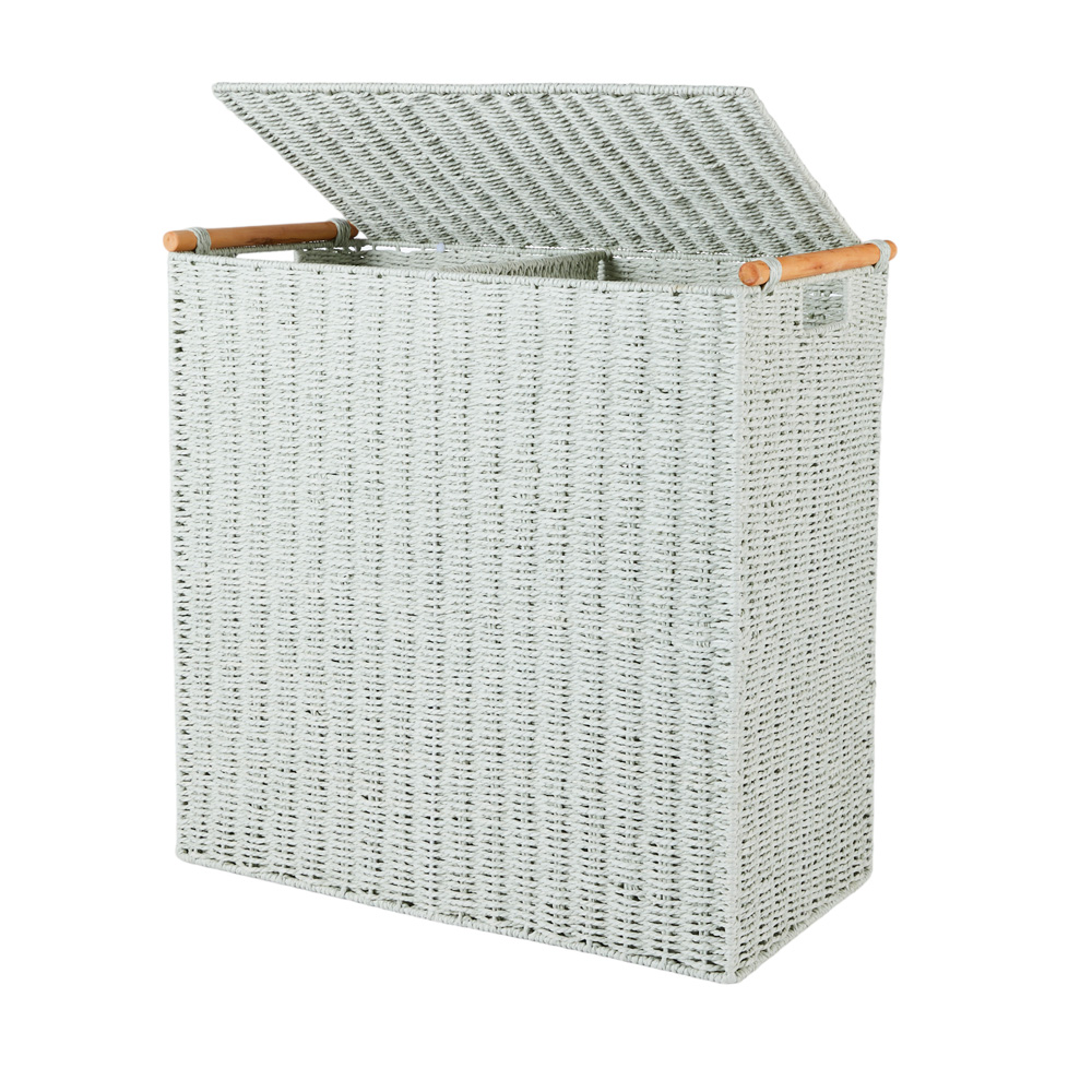 Kendrick Sage Divided Laundry Basket Adairs
