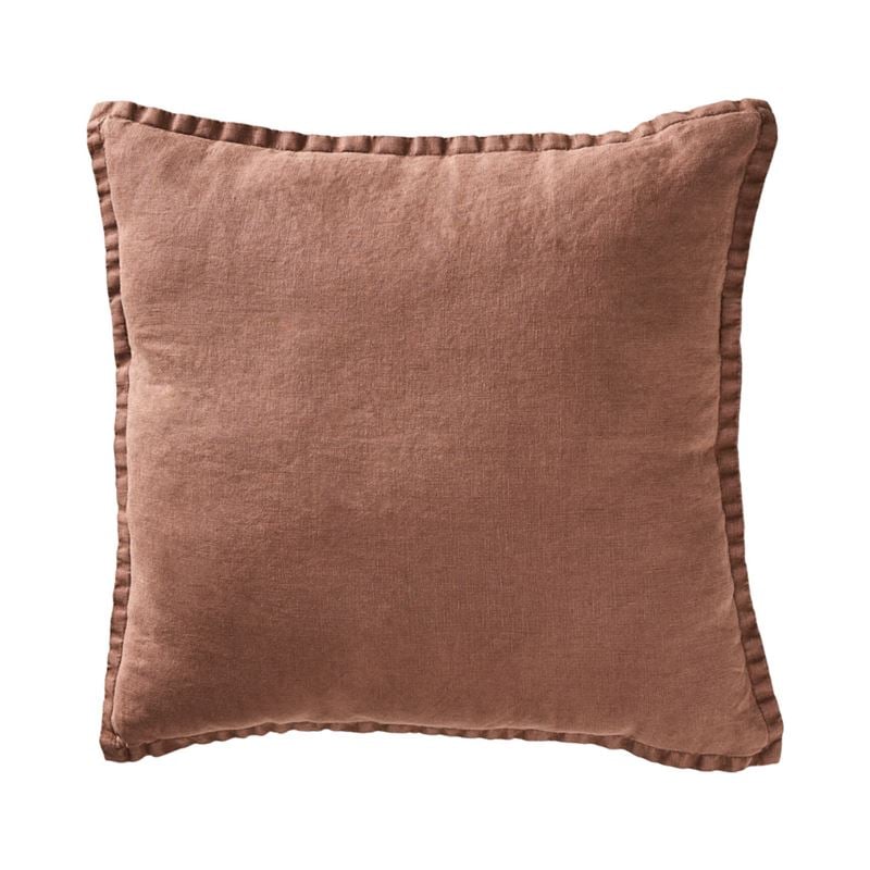 Belgian Cocoa Vintage Washed Linen Cushion