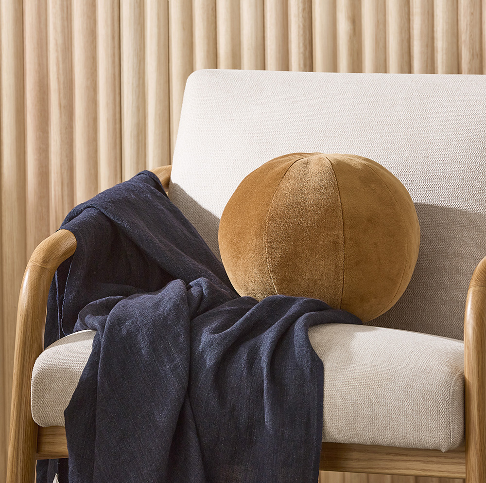 Bombay Deep Tobacco Ball Velvet Cushion Adairs