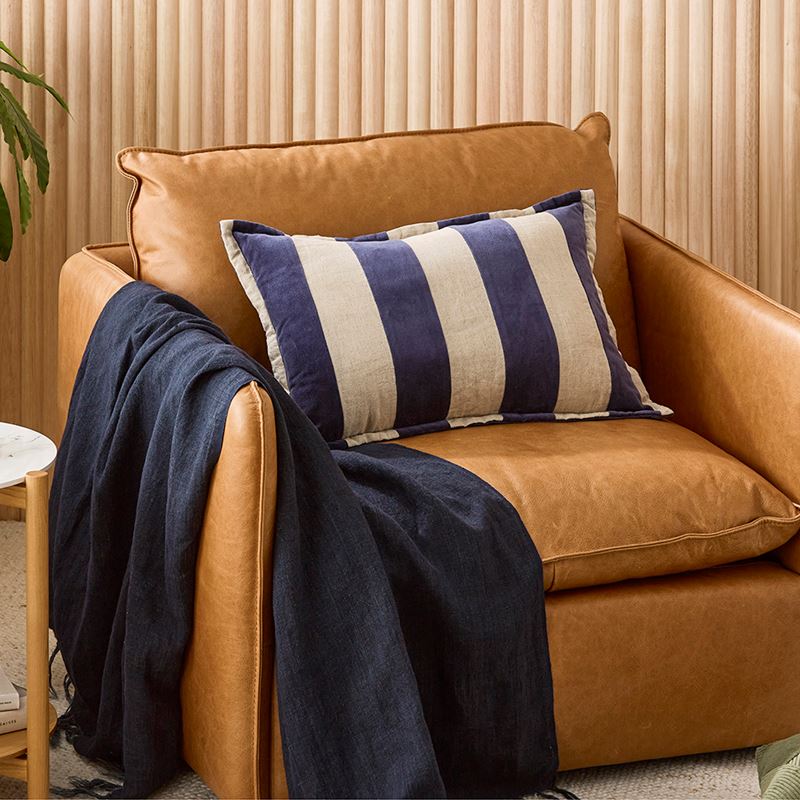 Bombay Navy Stripe Velvet Cushion