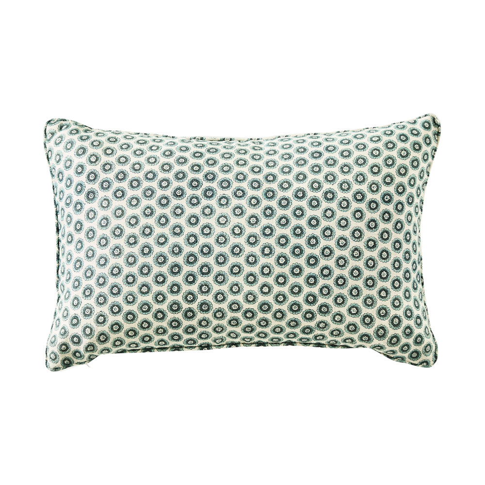 Woodblock Sage Floral Cushion Adairs