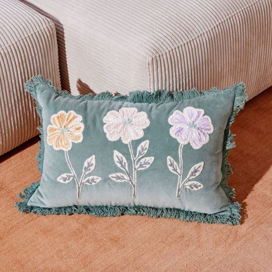 Haisley Seafoam Floral Cushion